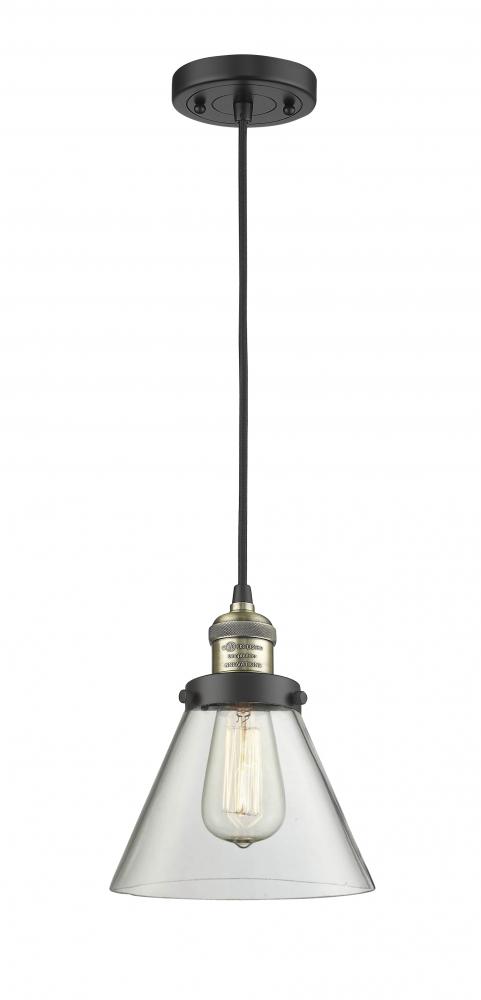 Cone - 1 Light - 8 inch - Black Antique Brass - Cord hung - Mini Pendant