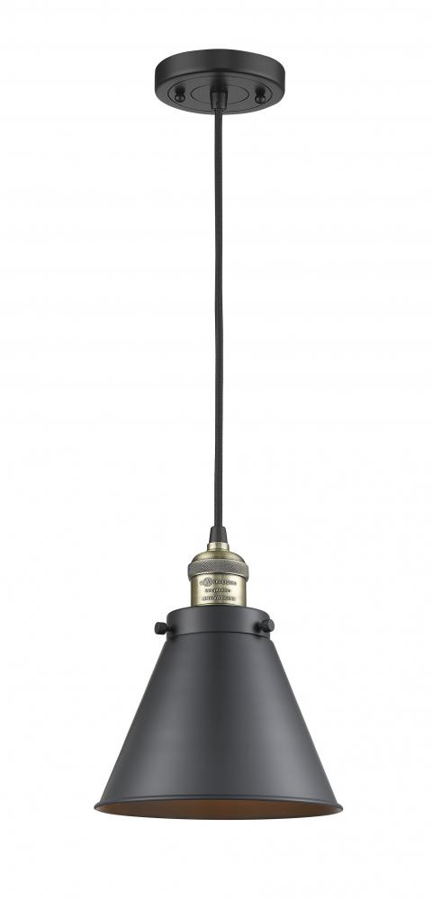 Appalachian - 1 Light - 8 inch - Black Antique Brass - Cord hung - Mini Pendant