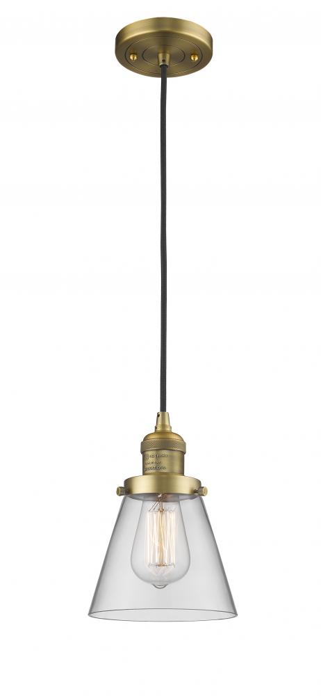 Cone - 1 Light - 6 inch - Brushed Brass - Cord hung - Mini Pendant