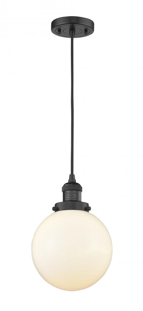 Beacon - 1 Light - 8 inch - Matte Black - Cord hung - Mini Pendant