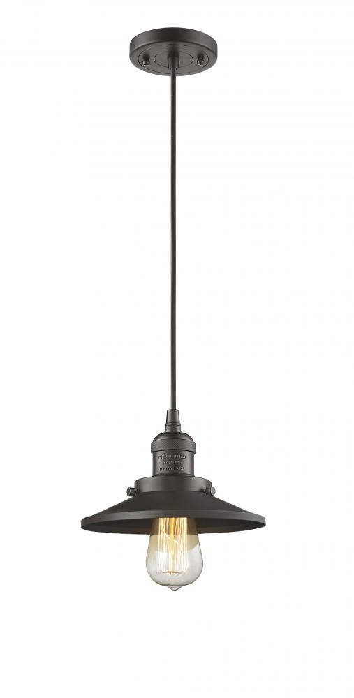 Railroad - 1 Light - 8 inch - Oil Rubbed Bronze - Cord hung - Mini Pendant