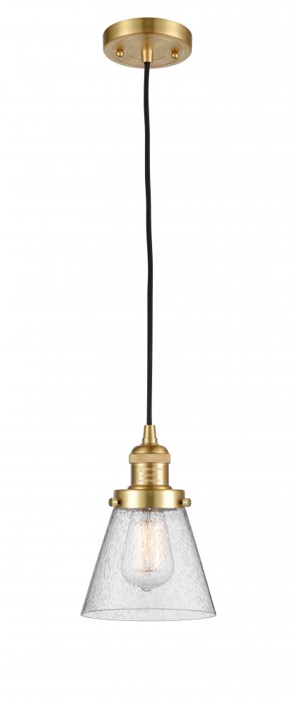 Cone - 1 Light - 6 inch - Satin Gold - Cord hung - Mini Pendant