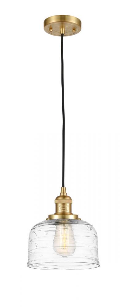 Bell - 1 Light - 8 inch - Satin Gold - Cord hung - Mini Pendant