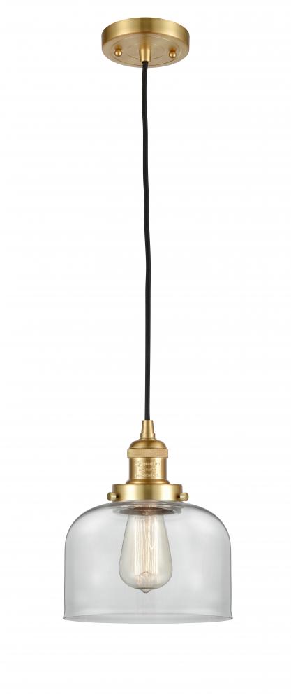 Bell - 1 Light - 8 inch - Satin Gold - Cord hung - Mini Pendant