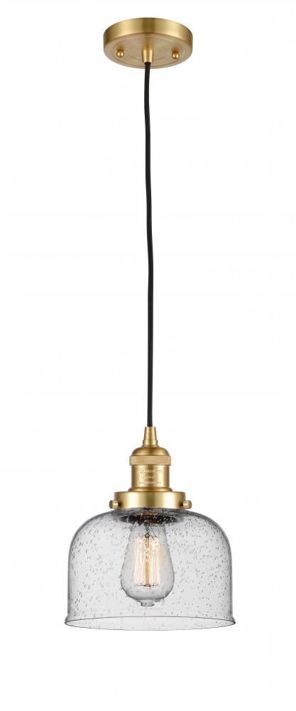 Bell - 1 Light - 8 inch - Satin Gold - Cord hung - Mini Pendant