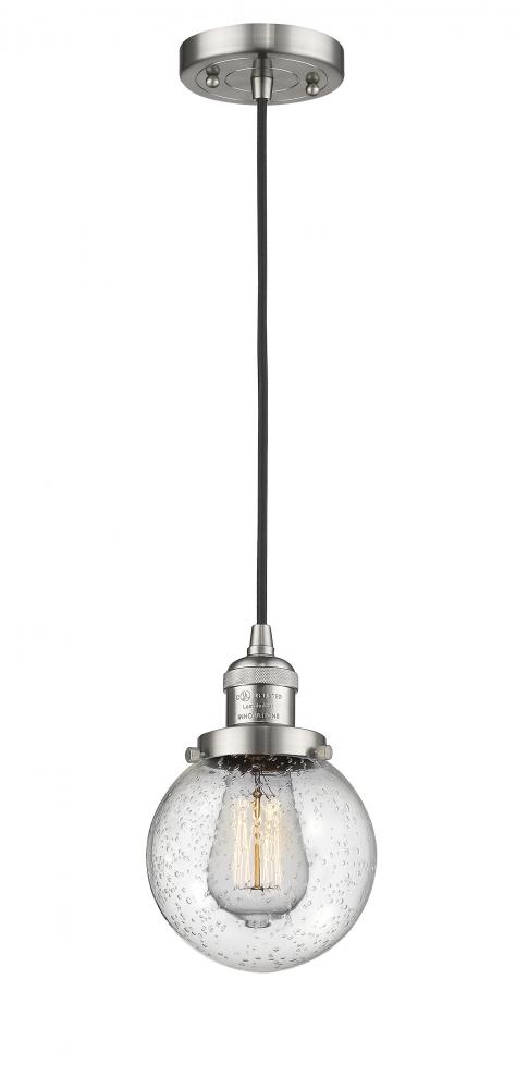 Beacon - 1 Light - 6 inch - Brushed Satin Nickel - Cord hung - Mini Pendant