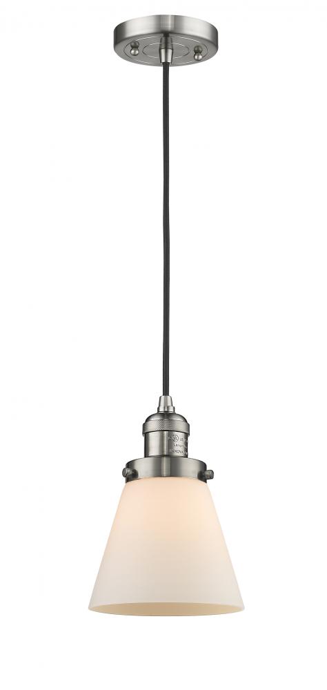 Cone - 1 Light - 6 inch - Brushed Satin Nickel - Cord hung - Mini Pendant