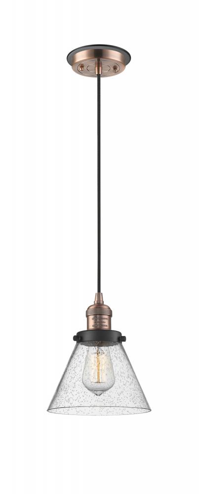 Cone - 1 Light - 8 inch - Antique Copper - Cord hung - Mini Pendant