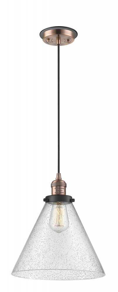 Cone - 1 Light - 12 inch - Antique Copper - Cord hung - Mini Pendant