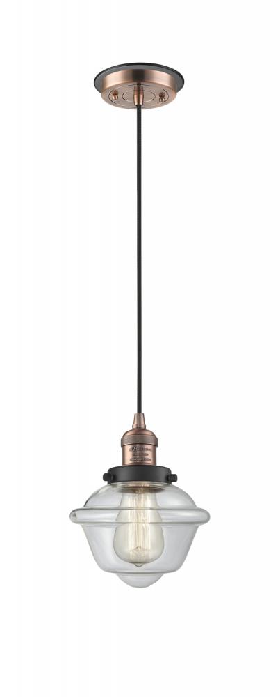 Oxford - 1 Light - 7 inch - Antique Copper - Cord hung - Mini Pendant