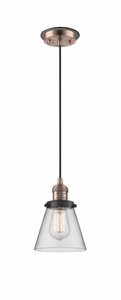 Cone - 1 Light - 6 inch - Antique Copper - Cord hung - Mini Pendant