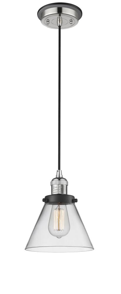 Cone - 1 Light - 8 inch - Polished Nickel - Cord hung - Mini Pendant