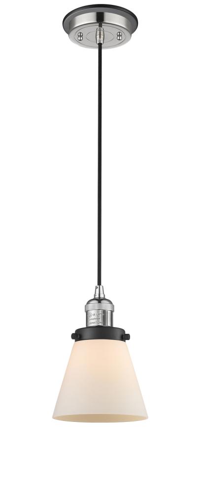 Cone - 1 Light - 6 inch - Polished Nickel - Cord hung - Mini Pendant