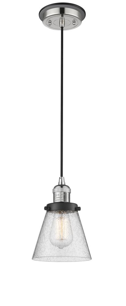 Cone - 1 Light - 6 inch - Polished Nickel - Cord hung - Mini Pendant