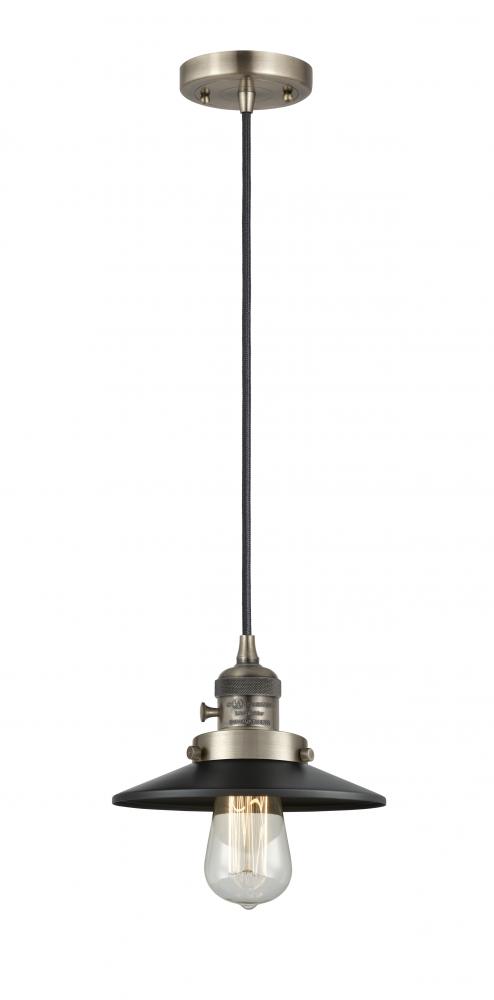 Railroad - 1 Light - 8 inch - Brushed Satin Nickel - Cord hung - Mini Pendant