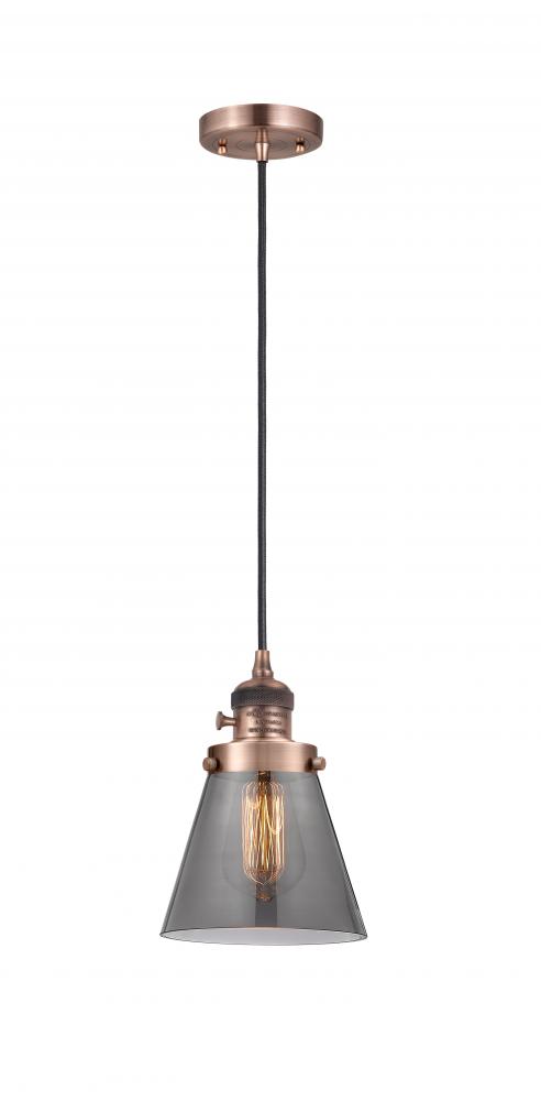 Cone - 1 Light - 6 inch - Antique Copper - Cord hung - Mini Pendant