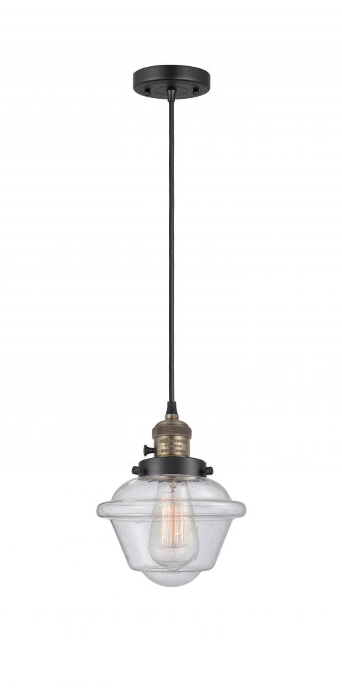 Oxford - 1 Light - 7 inch - Black Antique Brass - Cord hung - Mini Pendant