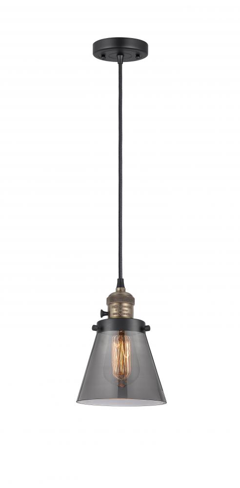 Cone - 1 Light - 6 inch - Black Antique Brass - Cord hung - Mini Pendant