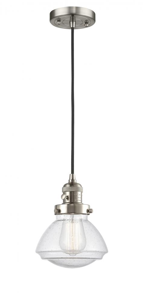 Olean - 1 Light - 7 inch - Brushed Satin Nickel - Cord hung - Mini Pendant