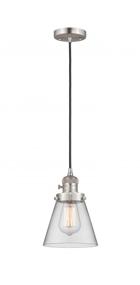 Cone - 1 Light - 6 inch - Brushed Satin Nickel - Cord hung - Mini Pendant