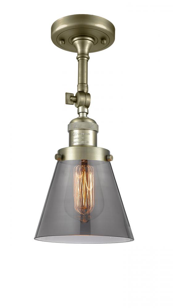 Cone - 1 Light - 6 inch - Antique Brass - Semi-Flush Mount