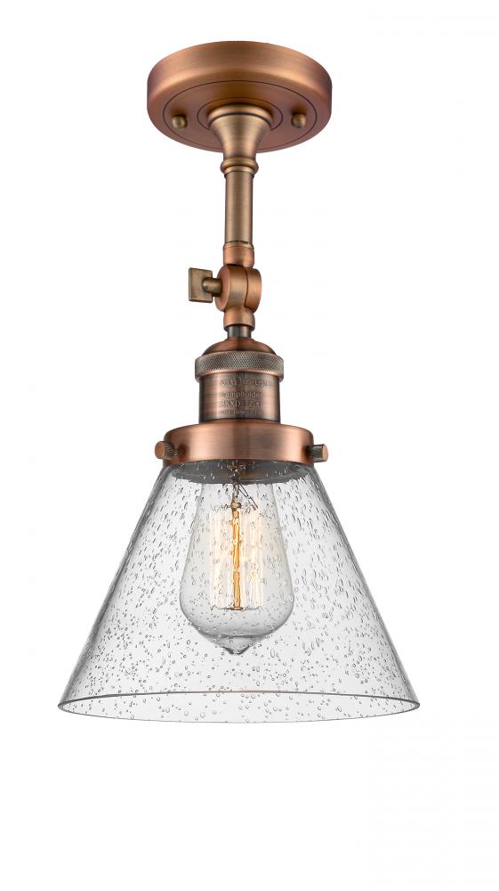 Cone - 1 Light - 8 inch - Antique Copper - Semi-Flush Mount