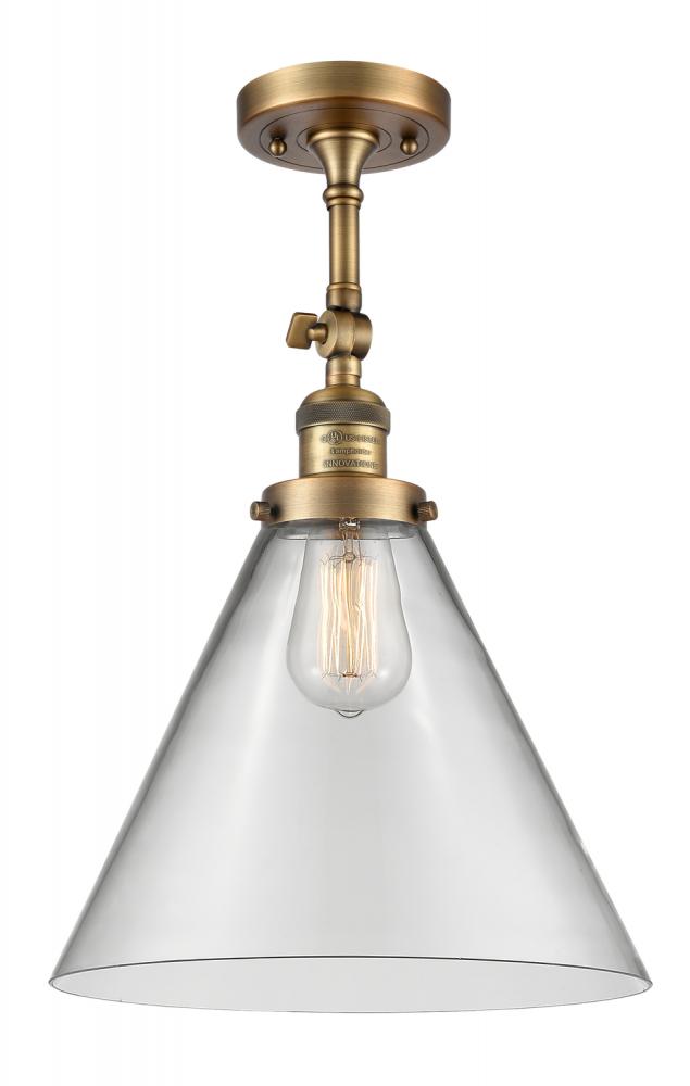 Cone - 1 Light - 12 inch - Brushed Brass - Semi-Flush Mount