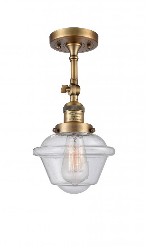 Oxford - 1 Light - 7 inch - Brushed Brass - Semi-Flush Mount