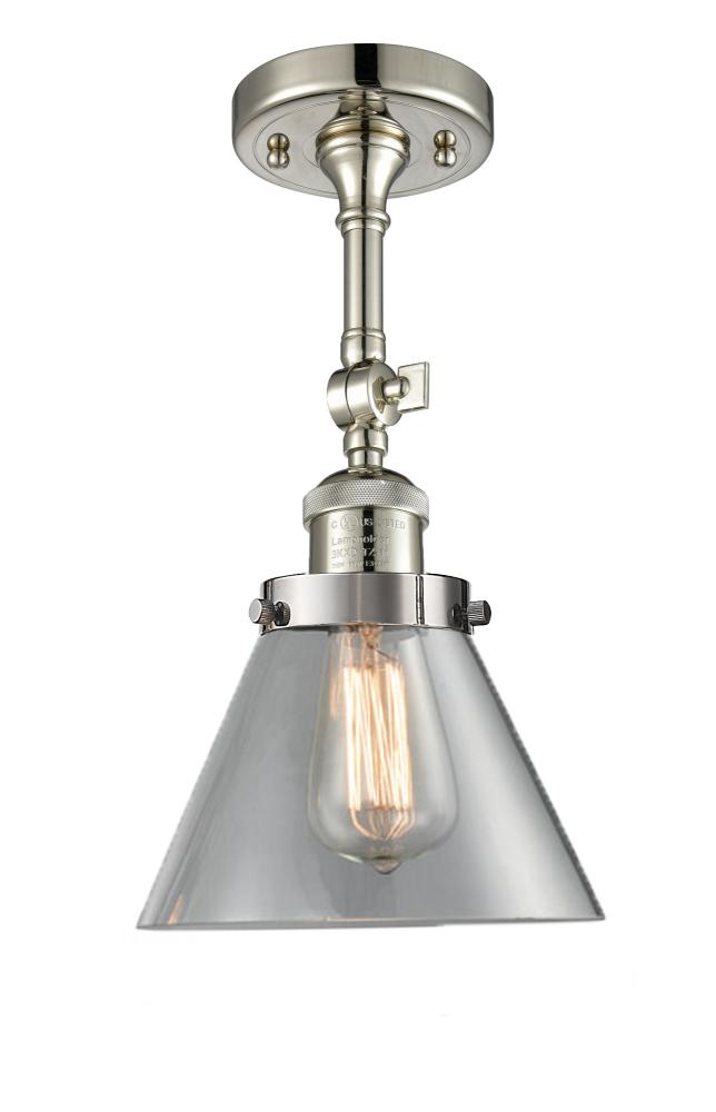 Cone - 1 Light - 8 inch - Polished Nickel - Semi-Flush Mount