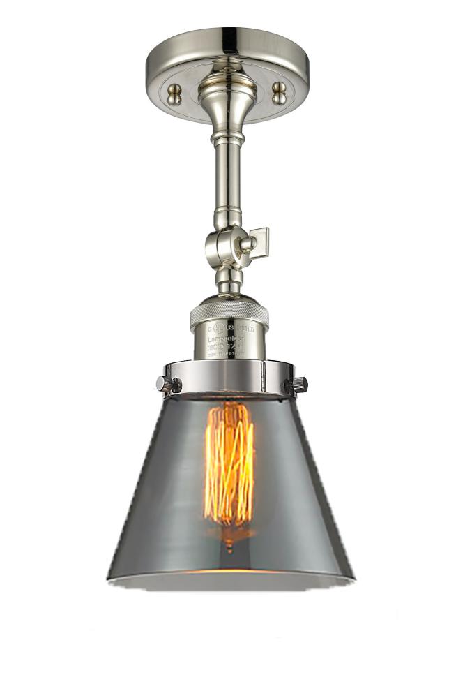 Cone - 1 Light - 6 inch - Polished Nickel - Semi-Flush Mount