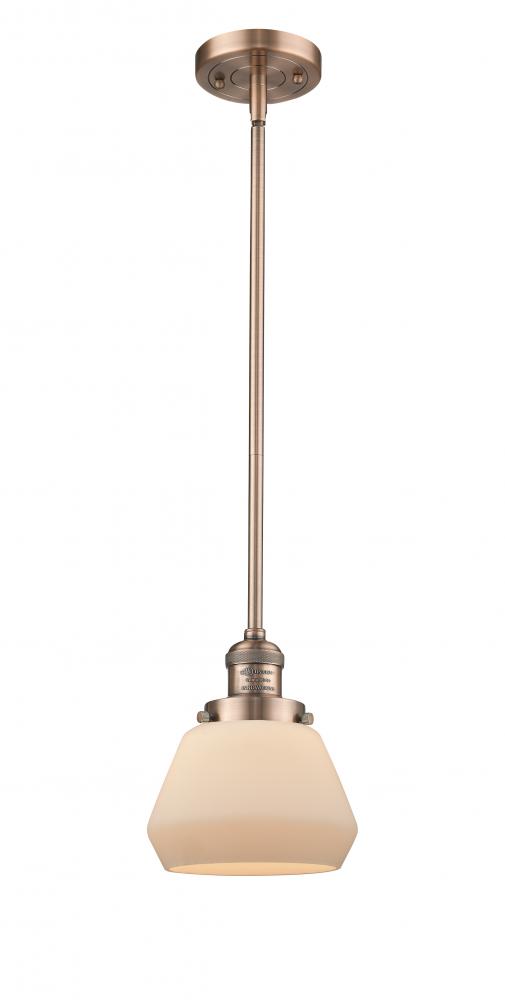 Fulton - 1 Light - 7 inch - Antique Copper - Stem Hung - Mini Pendant