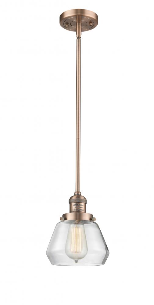 Fulton - 1 Light - 7 inch - Antique Copper - Stem Hung - Mini Pendant