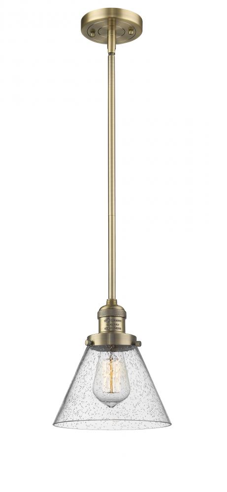 Cone - 1 Light - 8 inch - Brushed Brass - Stem Hung - Mini Pendant