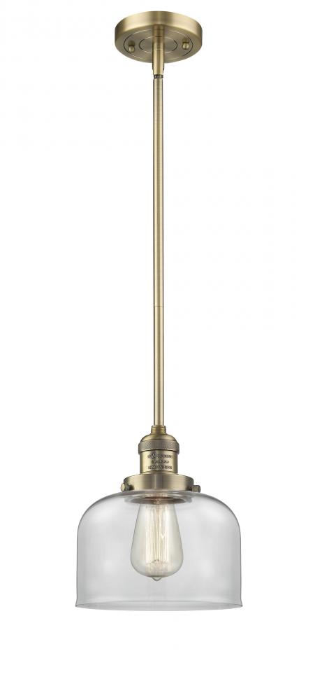 Bell - 1 Light - 8 inch - Brushed Brass - Stem Hung - Mini Pendant