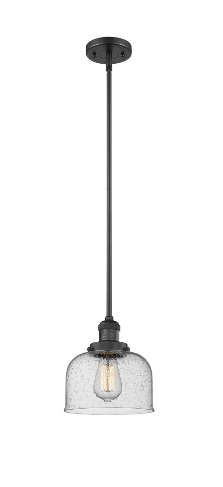 Bell - 1 Light - 8 inch - Matte Black - Stem Hung - Mini Pendant