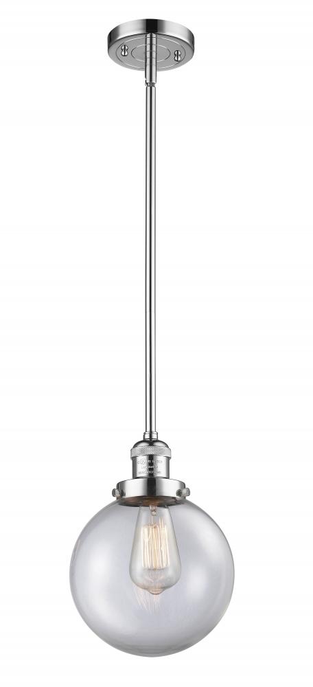 Beacon - 1 Light - 8 inch - Polished Chrome - Stem Hung - Mini Pendant