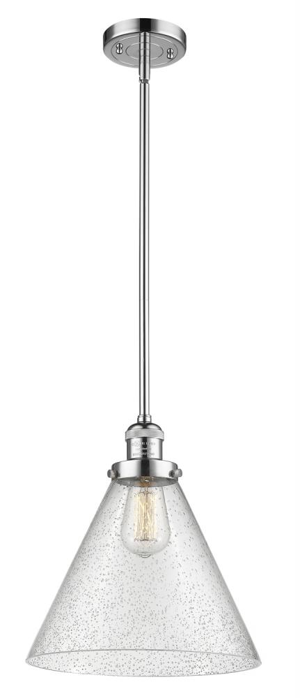 Cone - 1 Light - 12 inch - Polished Chrome - Stem Hung - Mini Pendant