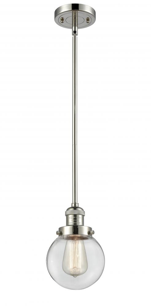 Beacon - 1 Light - 6 inch - Polished Nickel - Stem Hung - Mini Pendant