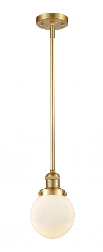 Beacon - 1 Light - 6 inch - Satin Gold - Stem Hung - Mini Pendant