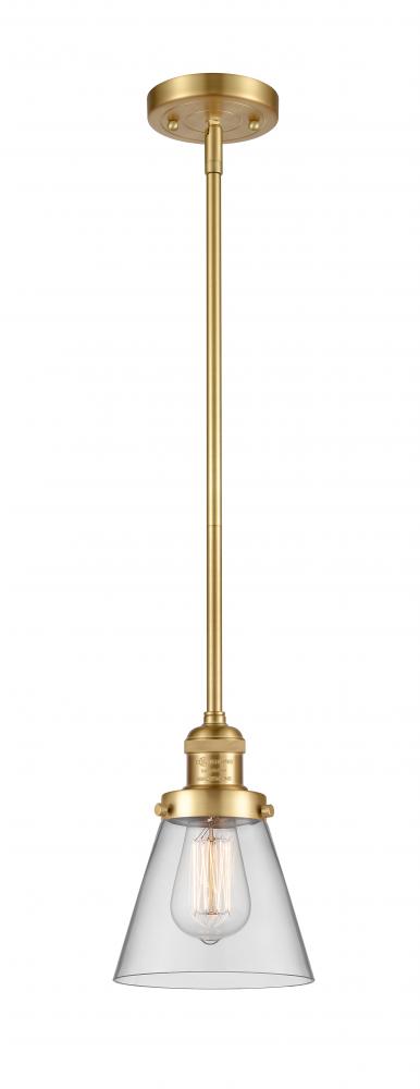 Cone - 1 Light - 6 inch - Satin Gold - Stem Hung - Mini Pendant