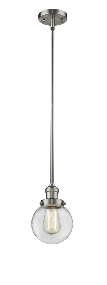 Beacon - 1 Light - 6 inch - Brushed Satin Nickel - Stem Hung - Mini Pendant