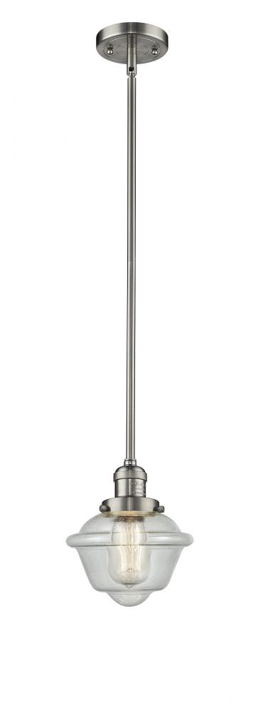 Oxford - 1 Light - 8 inch - Brushed Satin Nickel - Stem Hung - Mini Pendant