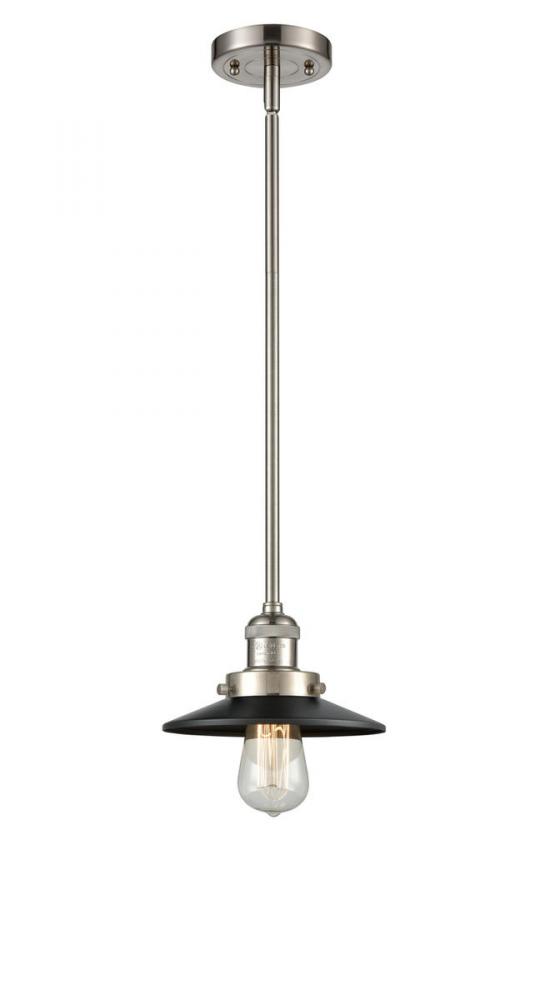 Railroad - 1 Light - 8 inch - Brushed Satin Nickel - Stem Hung - Mini Pendant