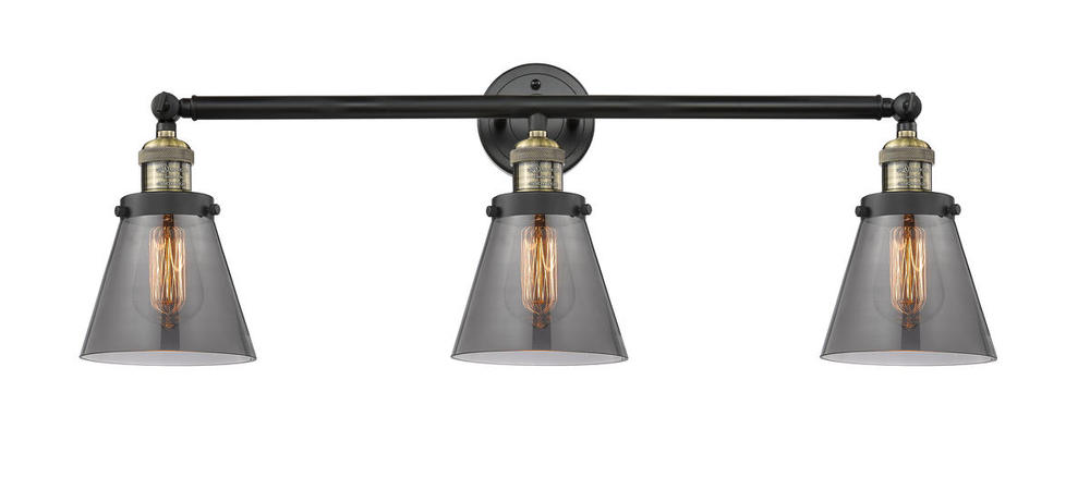 Cone - 3 Light - 30 inch - Black Antique Brass - Bath Vanity Light