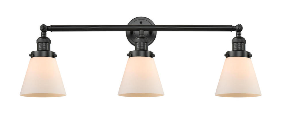 Cone - 3 Light - 30 inch - Matte Black - Bath Vanity Light