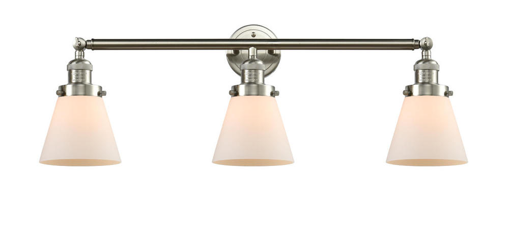 Cone - 3 Light - 30 inch - Brushed Satin Nickel - Bath Vanity Light