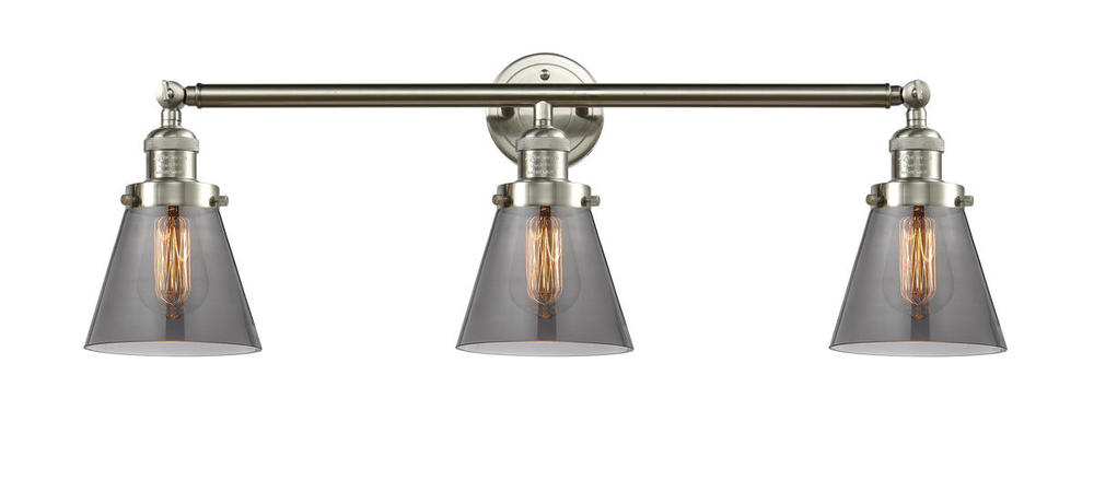 Cone - 3 Light - 30 inch - Brushed Satin Nickel - Bath Vanity Light