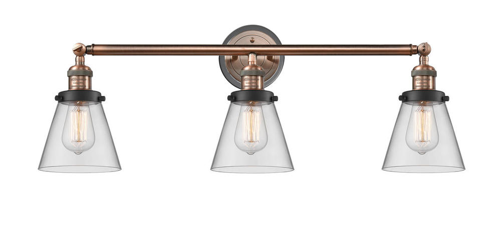 Cone - 3 Light - 30 inch - Antique Copper - Bath Vanity Light