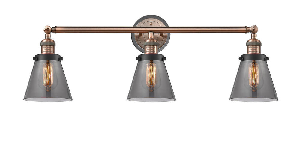 Cone - 3 Light - 30 inch - Antique Copper - Bath Vanity Light