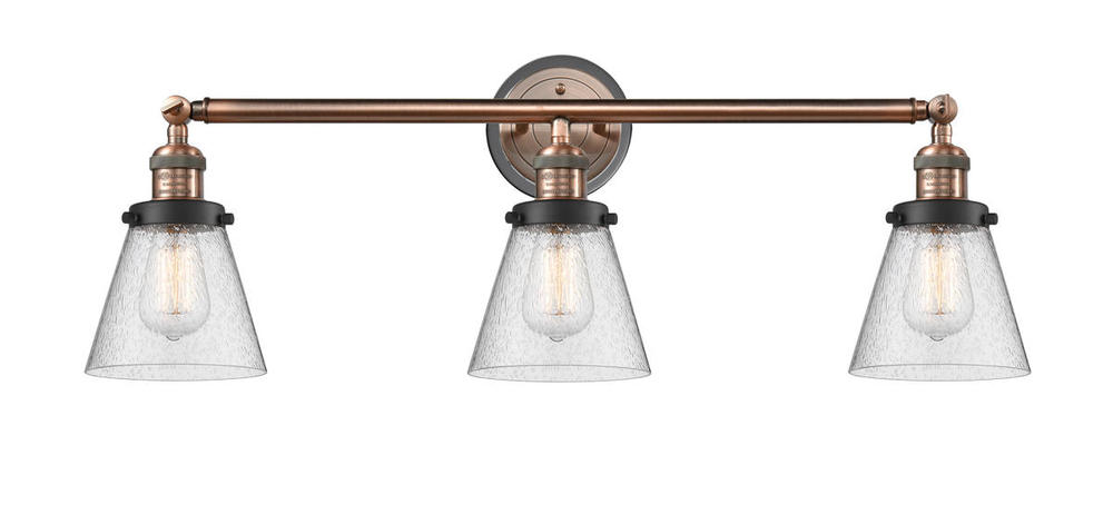 Cone - 3 Light - 30 inch - Antique Copper - Bath Vanity Light